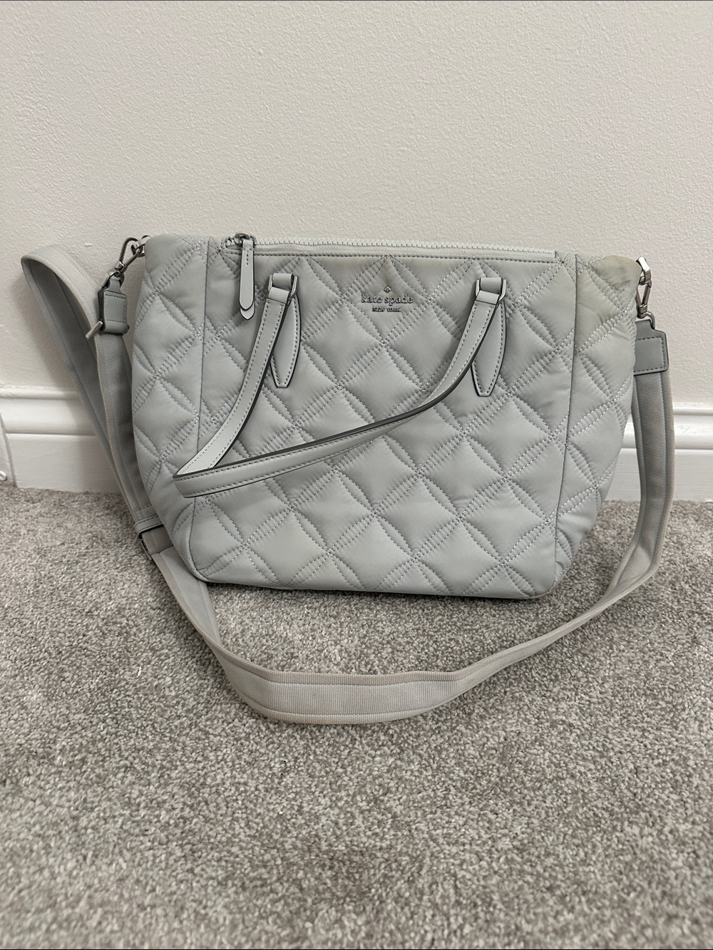 kate spade Quilted Light Gray Crossbody Tote